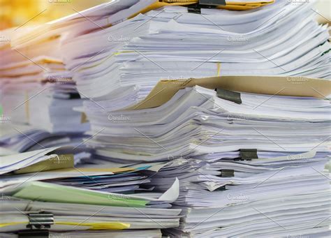 Pile Of Documents On Desk High Quality Business Images Creative Market