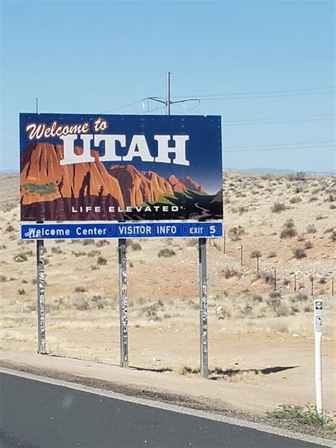 Utah Welcome Sign In Desert Editorial Stock Image Image Of West
