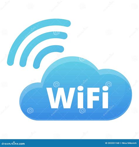 Free Wifi Cloud Icon Cartoon Style Stock Vector Illustration Of Mark
