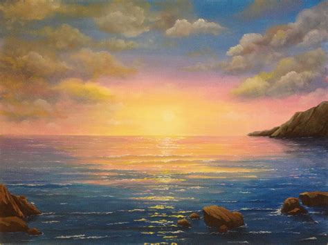 Sunset Seascape Paintings Ocean Art Painting Landscape Paintings