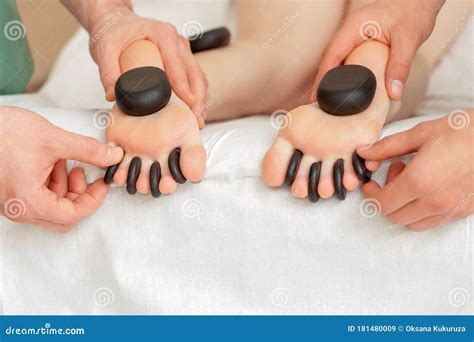 Woman Receiving Hot Stone Massage Stock Image Image Of Medicine Black 181480009