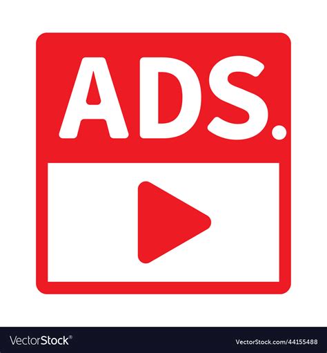 Video Ads Icon Advertising Royalty Free Vector Image