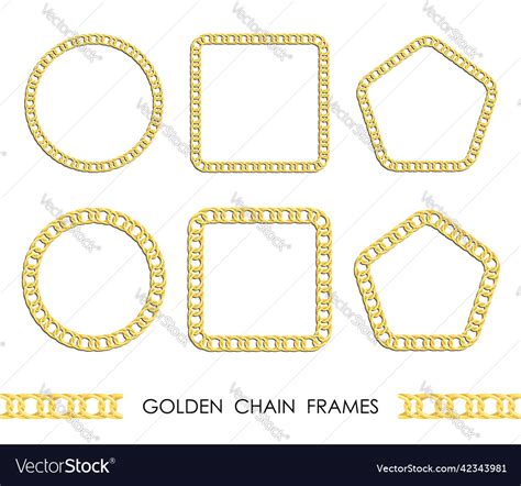 Set Of Golden Round And Square Chain Frames Vector Image