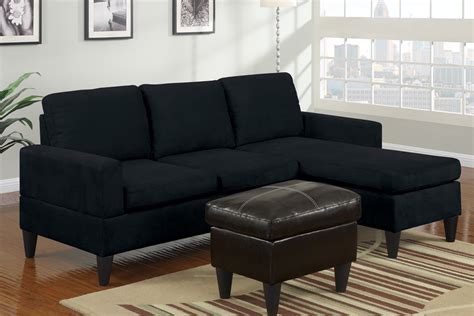 Black Microfiber Sectional Sofa 