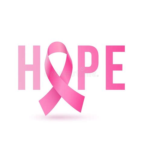 Hope Emblem With Pink Ribbon Symbol For Breast Cancer Awareness Stock