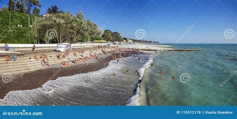 Great Wave On The Beach Of The Resort City Sochi Editorial Stock Photo