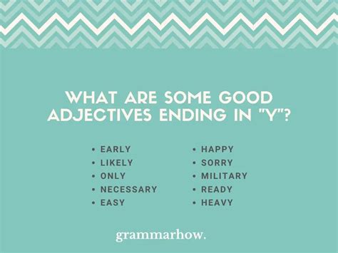 Adjectives Ending In Y Alphabetic List Most Common