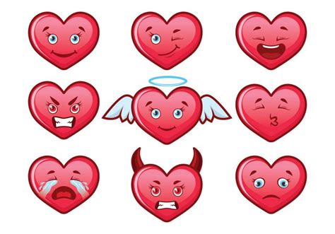 Cute Heart Valentine Emoji Set 175127 Vector Art At Vecteezy
