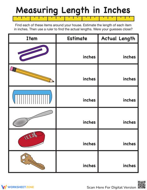 Measure In Inches Worksheet