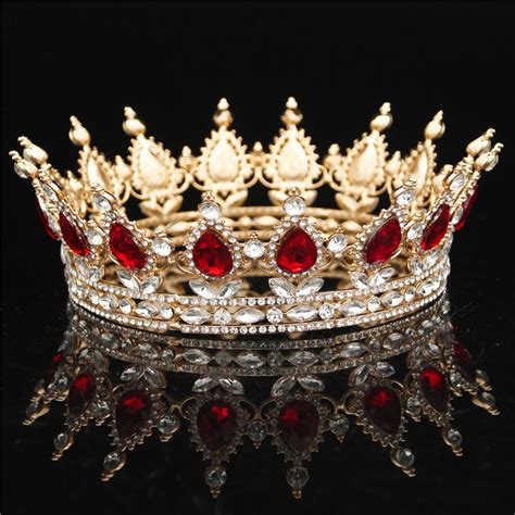 Baroque Queen King Bride Tiara Crown For Women Headdress