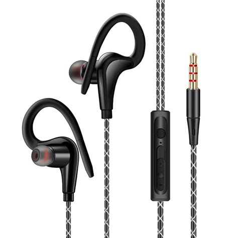 Wired In Ear Sports Headphones With Microphone Wrap Around Running