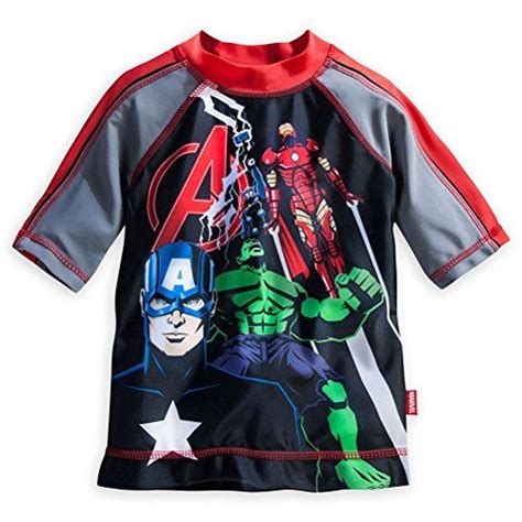 Disney Store Marvel Avengers Little Boy Rash Guard Swim Shirt Size 56