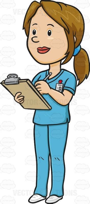 White Female In Blue Scrubs Taking Notes On A Chart Enfermera