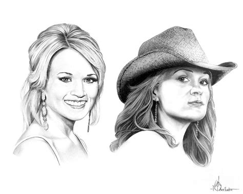 Carrie And Carrie Underwood Drawing By Murphy Elliott