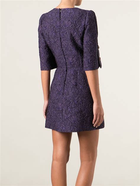 Lyst Dolce And Gabbana Brocade Dress In Purple