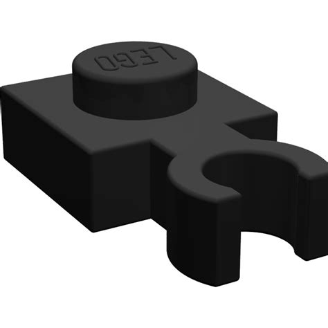 Lego Black Plate 1 X 1 With Vertical Clip Thin Open O Clip 4085