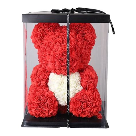 led rose bear hand made rose teddy bear flower bear t for mothers day valentines day