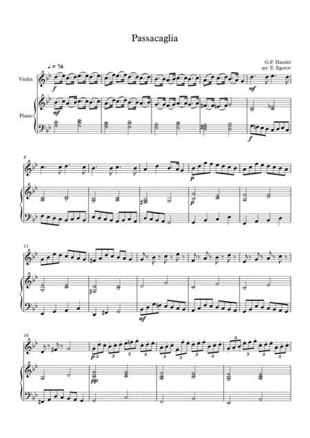 Passacaglia Handel Halvorsen For Violin And Piano By George Frideric
