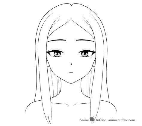 Picture Of The Anime Girl Face Coloring Page Outline Sketch Drawing Sexiz Pix