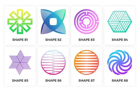 96 Unique Geometric Shapes Custom Designed Graphic Objects ~ Creative