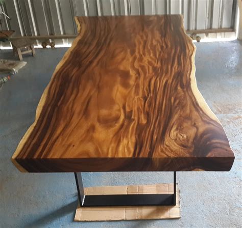 Live Edge Dining Table Reclaimed Acacia Wood Solid Slab Live Etsy