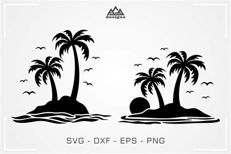 Download Palm Tree By The Sea Decal Svg Design By AgsDesign | TheHungryJPEG.com
