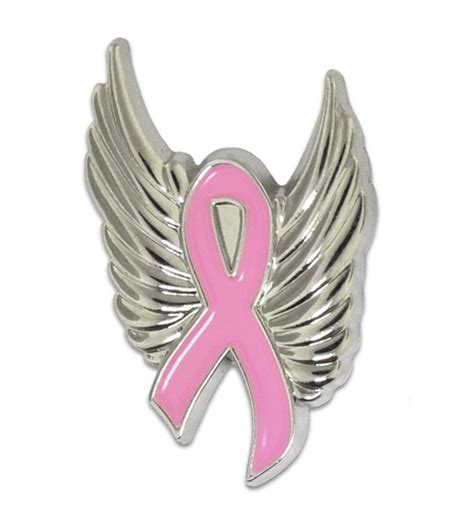 Pinmarts Breast Cancer Pink Awareness Ribbon With Silver Angel Wings