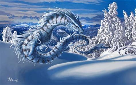Dragon Digital Art Fantasy Art Nature Winter Snow