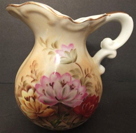Lefton Brown Heritage Floral Pitcher Lefton China Sl1286 Etsy Small