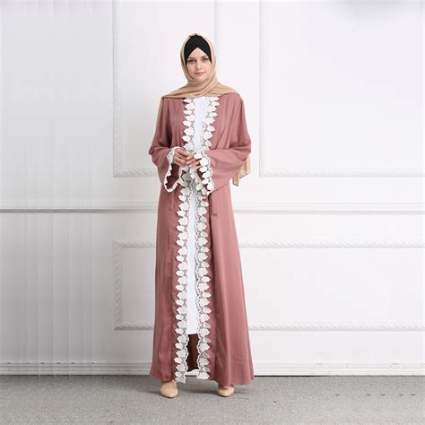 Muslim Lace Abaya Full Dresses Maxi Cardigan Kimono Long Robe Gowns