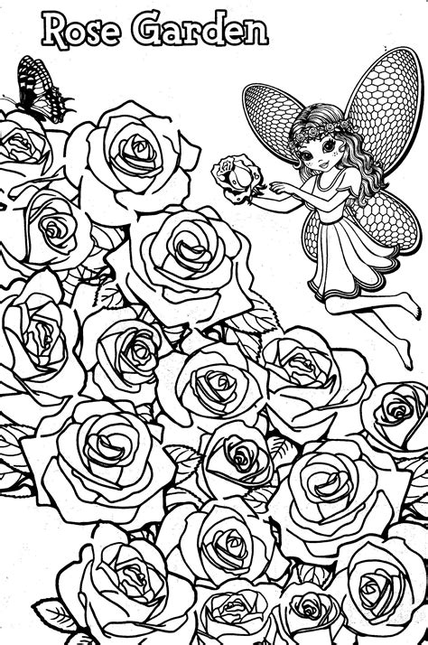 Roses and hearts coloring pages. Garden Fairy Coloring Pages at GetColorings.com | Free ...