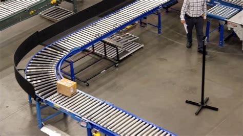 140 Ft Long Motorized Roller Conveyor With 90 Degree Curve 158 Youtube