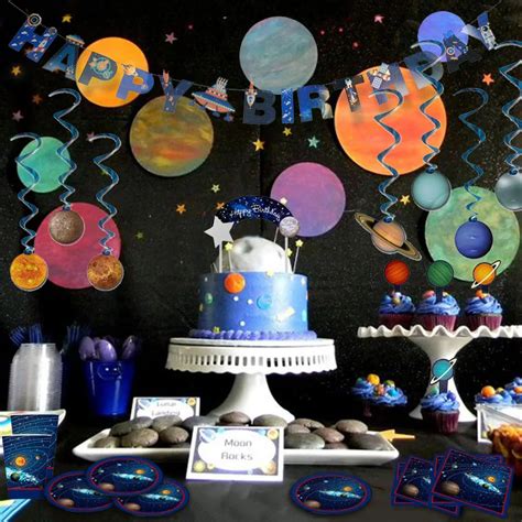 Decoração De Festa Espacial Sistema Solar Planetas Placa Copo Bolo