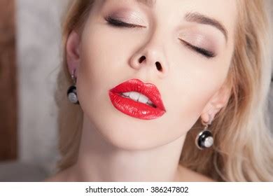 Sexy Woman Red Lips Large Outdoor Stock Photo Shutterstock