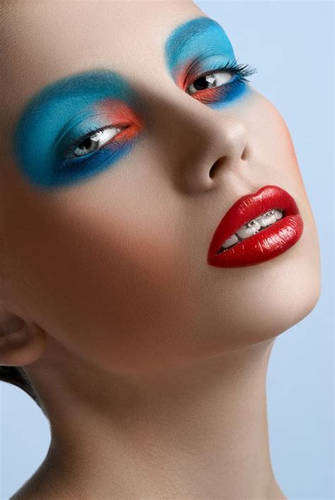 Blue And Red Make Up On Behance Creative Makeup Looks Red Makeup