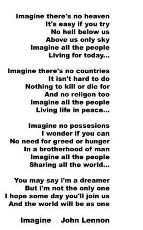 Imagine John Lennon Imagine Lyrics John Lennon Lyrics Imagine Song