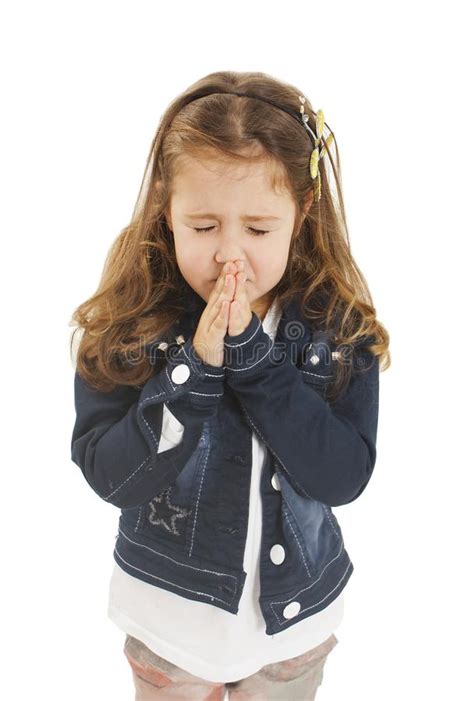 Praying Little Girl Isolated On White Background Stock Photo Image Of