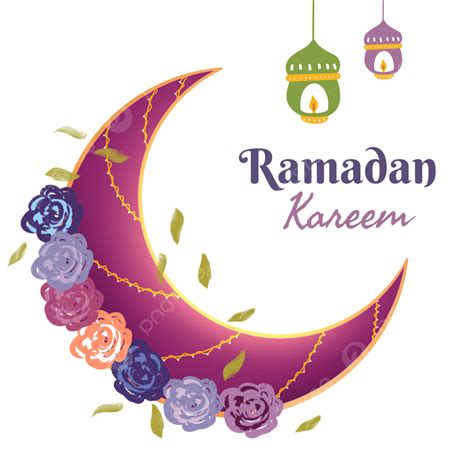 Ramadan Moon Png Image Beautiful Ramadan Moon With Flower Illustration