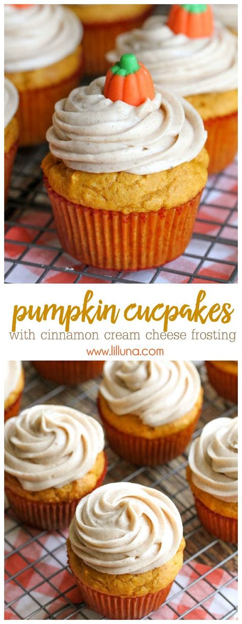 Pumpkin Cupcakes With Cinnamon Cream Cheese Frosting Lil Luna