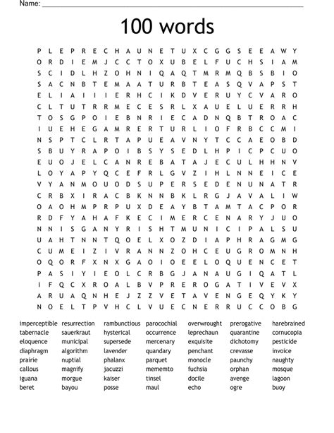 100 Words Word Search Wordmint