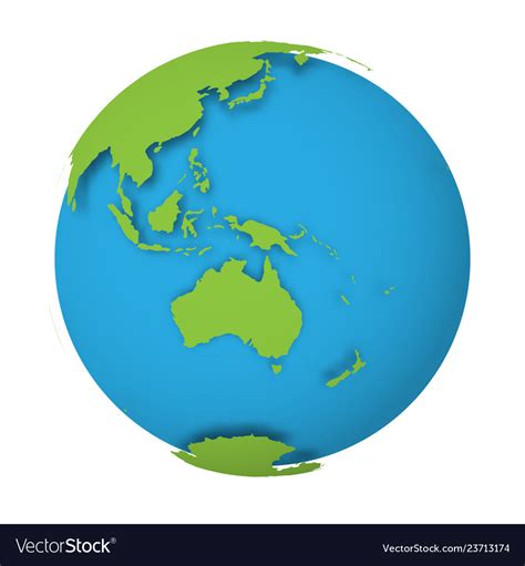 Natural Earth Globe 3d World Map With Green Lands Vector Image