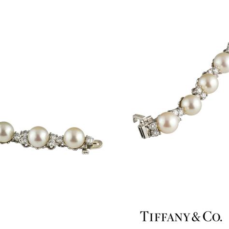 Tiffany And Co Pearl And Diamond Necklace In Platinum Rich Diamonds