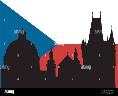 Silhouette Of Prague On Czech Flag Background Stock Vector Image And Art