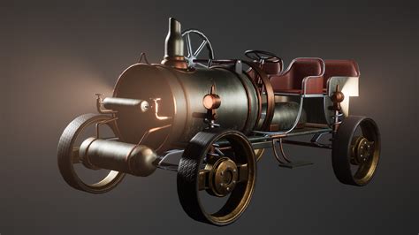 Driveable Steampunk Car Vehicle Rigged Customizable In Props