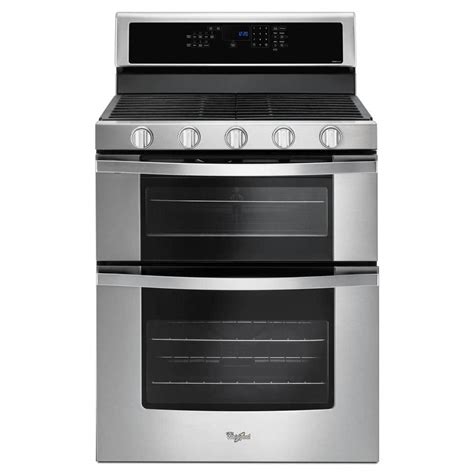 Whirlpool 60 Cu Ft Double Oven Gas Range With Center Oval Burner In