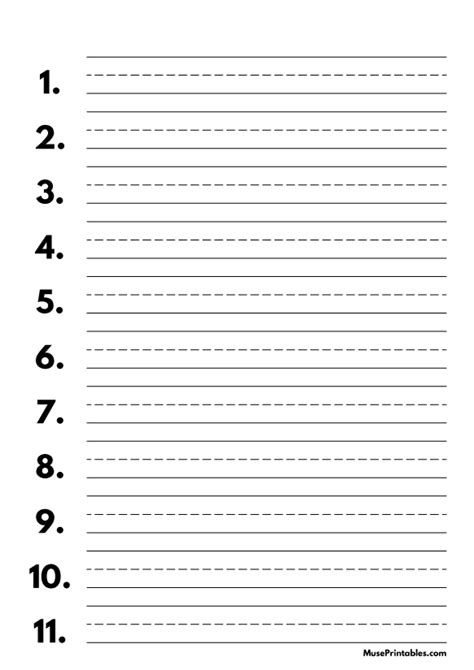 Printable Black And White Numbered Handwriting Paper 58 Inch Portrait