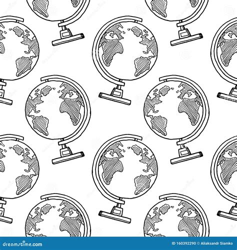 Hand Drawn Globe Doodle Sketch Style Icon Decoration Element