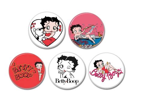 Betty Boop Buttons Set Of 5 Badges Pins 25mm Comic In 2021