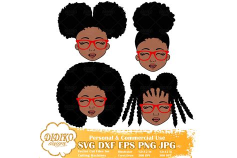 Black Girl Bundle Svg 3 Afro Girl With Glasses Svg Didiko Designs