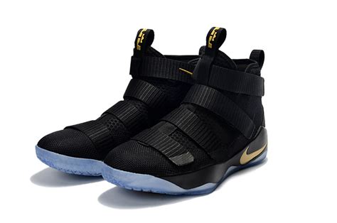 Nike released the white and gold colorway of the nike lebron 13 elite on may 5th. Nike Zoom Lebron Soldiers XI 11 black gold Youth Big Kid Shoes - Febbuy